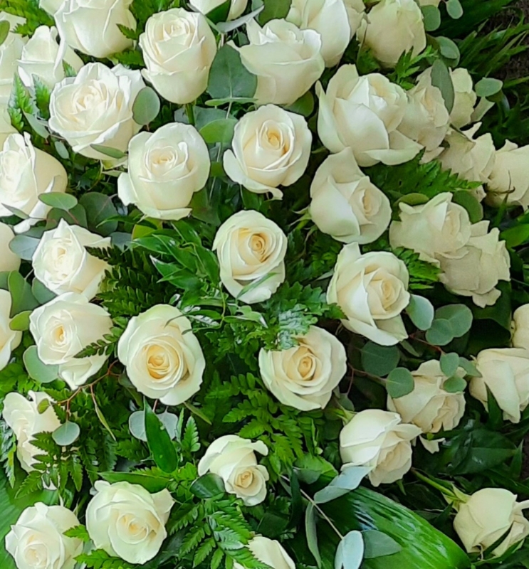 White Rose Casket Spray