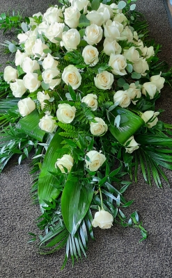 White Rose Casket Spray