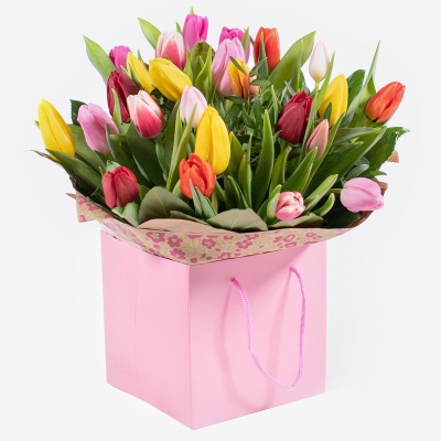 Rainbow tulip gift box