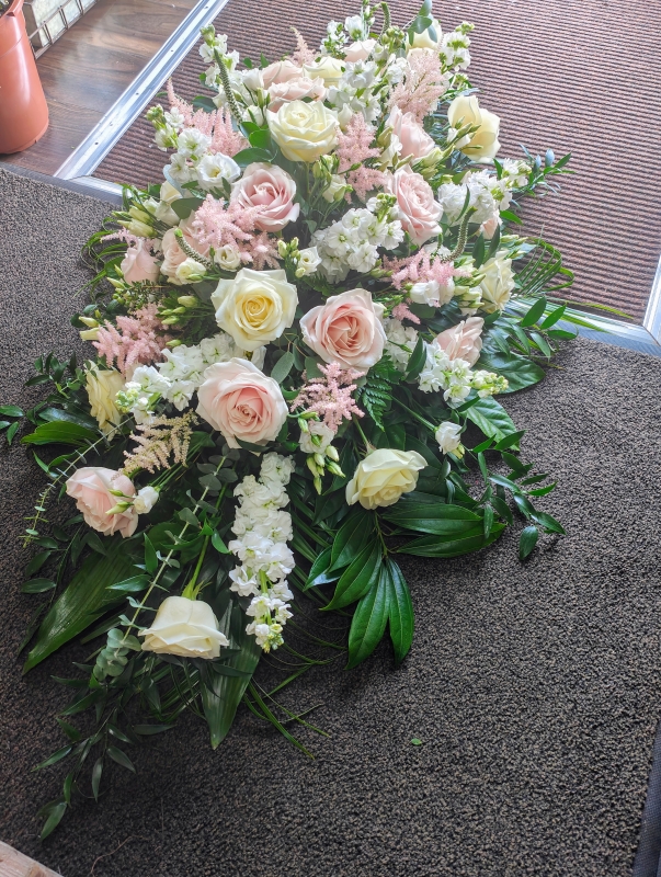 Pastel Pink and White casket Spray