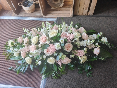 Pastel Pink and White casket Spray