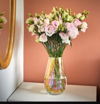 Pink lisianthus vase