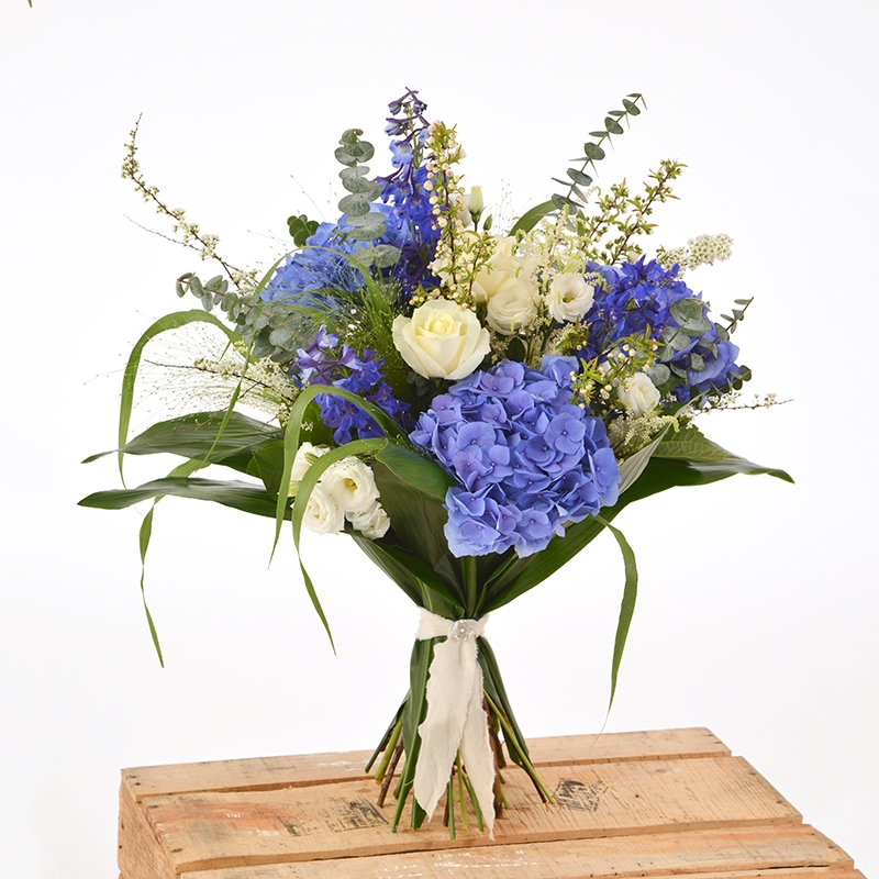 Blue Hydrangea and Rose Bouquet