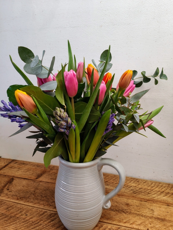 Tulip and hyacinth flower jug