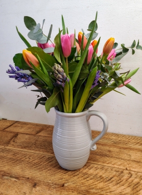 Tulip and hyacinth flower jug