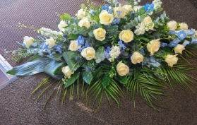 Rose and Delphinium Casket Spray