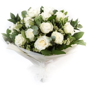 Dozen white roses