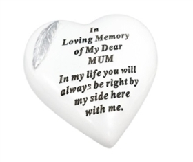 Mum feather Heart Plaque