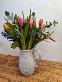 Tulip and hyacinth flower jug